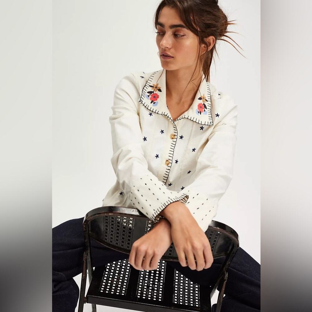 We The Free Ditsy Embroidered Little Shirt